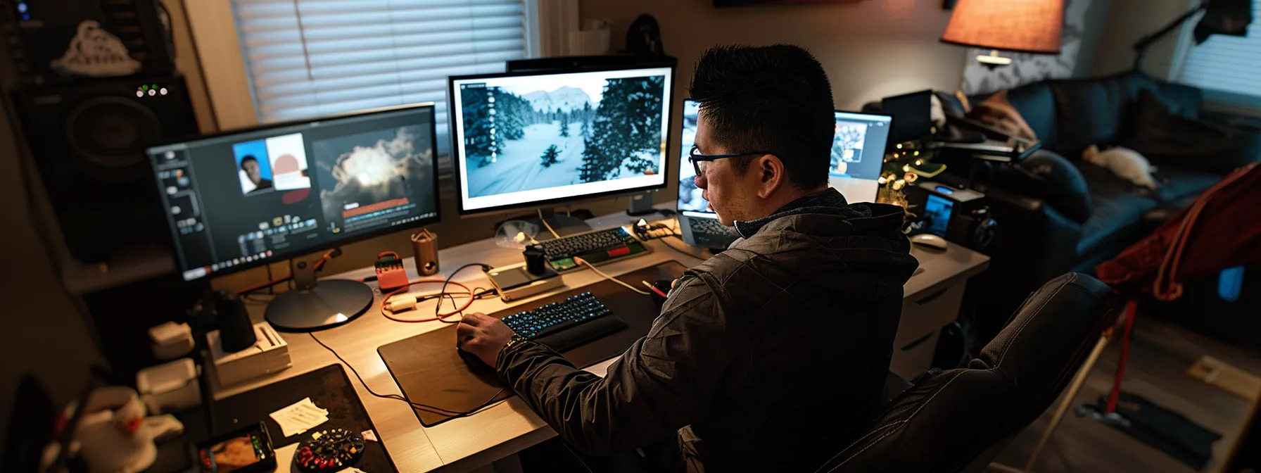 A web designer diligently crafting a website with local Lethbridge keywords, Google Business Profile management, and location-based schema markup